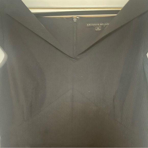 Antonio Melani Cap Sleeved Pin Striped Sheath Dress, Envelope V Neckline Size 14 - Picture 6 of 8